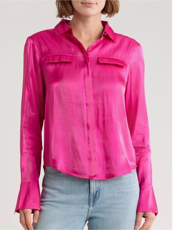 Dkny Tops - NWT DKNY hot pink button front shirt L